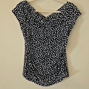 WHBM - White House Black Market Black and White Polka Dot Top